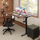 Ofisimi Uprise Comfort &Ccedil;ift Motorlu Y&uuml;kseklik Ayarlı Masa (72&ndash;121 cm) (Siyah Ayak/Ceviz Tabla, 140x70 cm)