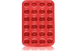 Belmalia moule à muffins pour 24 mini muffins en silicone anti-adhésif, cupcakes, brownies, gâteaux, pudding Rough