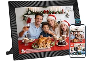 FRAMEO Digital bildram 10,1 tum WiFi – elektronisk bildram med minne, 1 280 x 800 IPS-pekskärm, rörelsesensor och bilro
