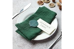 COSIESNEST 6 PCS Cloth Napkins 42 X 42cm Dinner Table Cotton Napkins Cotton Meal Mat With Fringe Versatile Square Rustic Fringe Napkins for Dinner, Wedding and Parties (Dark Green)