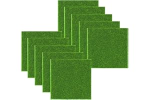 HASLED 10 pezzi Mini erba artificiale 15 x 15 cm - Tappetini da giardinaggio realistici rotoli di erba artificiale per decorazione, casa bambola, terrari e fai da te