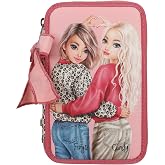 Depesche 13639 TOPModel Leoheart 3 B&ouml;lmeli Kalem Kutusu, Pembe ve Kırmızı, Leo Desenli Desenli Kalem Kutusu, Renkli Kalem, Ma