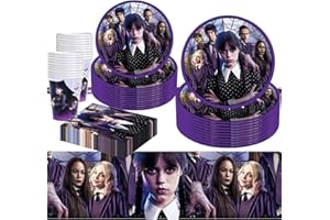 ZEILABANG KAKADI Wednesday - Set di stoviglie per feste di compleanno, Wednesday per bambini, per feste di compleanno, per feste di compleanno per bambini, per feste di compleanno