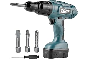 Toy Choi's Toy Drill Electric Kid Drill Set Pretend Play Drill Toy, Kids Creativity Drill Screw Set, Construction Kids Tool Set Outdoor Preschool Gardening Lawn Toy Gift for Boy and Girl, Green