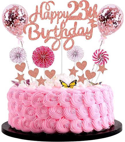 Set Completo 23° Compleanno - Fascia, Tiara Con Strass, Spilla E Topper Torta In Oro Rosa Per Ragazze - Foto 2