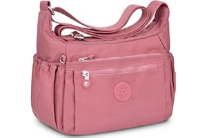 WACCET Sac Bandoulière Femme Grand, Sac à Main Bandoulière Nylon Imperméable avec Bandoulière Réglable Multi Poches Sacoche à Bandoulière Femme pour Voyages Usage Quotidien Travail