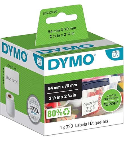 10 Rouleaux étiquettes Compatibles Dymo LabelWriter & Seiko - 54x70mm - 320 étiquettes/rouleau - Impression Thermique Directe - 2