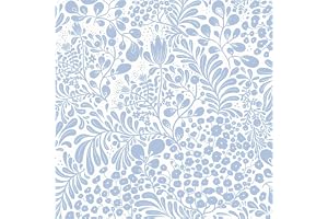 LiKiLiKi Självhäftande tapet 44 x 300 cm blå blomtapet vintage möbelfolie självhäftande, tvättbar och vattentät självhäftande