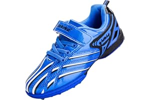 Saekeke Botas de fútbol TF Niños Niñas para Moqueta Turf, Ligero Antideslizante Velcro Bajo Zapatos de Entrenamiento