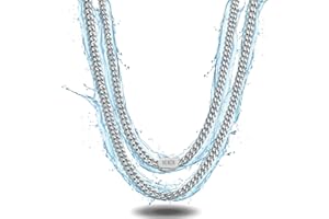 VENTR Waterproof Silver Cuban Link Chain for Men | Strong Mens Silver Chain Necklace for the Gym, Everyday wear | Non Tarnish Silver necklace for men perfect for Shower, Beach, Daily wear