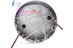 MENGBEI Rain Drum for Outdoor Garden, 8 Inch 11 Note Steel Tongue Drum, Outdoor Garden Rain Game, Chakra Drum for Rain (Silver)