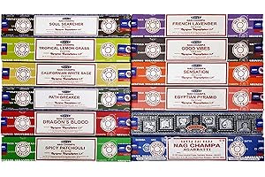 NAG CHAMPA Satya Incense Sticks Variety Pack 15gm x 12 Pack, Natural Organic Hand rolled Incense Sticks Set - Best For Aromatherapy, worship, Yoga Meditation # pk1
