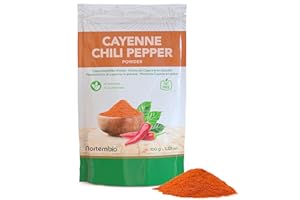 ‎NORTEMBIO Nortembio Cayennepfeffer Pulver 100 g – Gemahlene Cayenne 100% Natürlich, Intensiv Würzig, Ohne Zusätze, Vegan, Glutenfrei, Ideal für Fleisch, Saucen, Eintöpfe und Gesunde Küche. Kostenloses E-Book