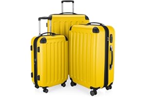 HAUPTSTADTKOFFER - SPREE - Set di 3 valigie, Valigie rigide, Trolley con 4 doppie ruote, Bagaglio da viaggio opaco, Set da viaggio, TSA, (S, M e L), Giallo