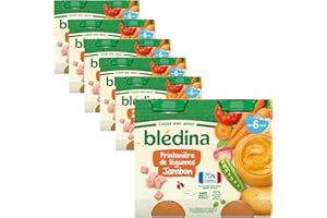 Blédina - Petits pots pour bébé - Printanière de légumes Jambon - 70% d'ingrédients Français - Dès 6 mois - 12 pots de 200g