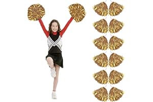 QOOLOO 12 Pcs Cheerleading Pom Poms Pompones Deportivos Pompones De La Bola De Cheers Para Eventos Deportivos, Deportes De La Escuela Cheer Dance Crazy Costume Dress Night Party