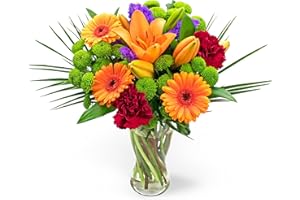 PRESTIGEFLOWERS Joyeux - Fleurs fraîches - Livraison le lendemain - Bouquet d'anniversaire - Cadeau d'occasion - Arrangement floral - Livré à votre porte - Fleurs naturelles (Standard)