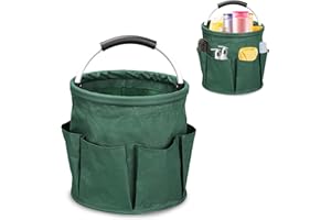 Ruaizel Cleaning Caddy with Handle, Foldable Cleaning Caddy Organiser, Cleaning Bag for Garden Small Tools Bag,Multi pocket Craft Universal (Dark green)