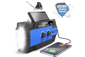 GREADIO Emergency Weather Flashlight Radio,2021 Newest Crank Solar NOAA Radio with AM FM,Best Reception,4000mAh Power Bank,Super Bright Flashlight,Motion Sensor Reading Lamp,SOS Alarm for Hurricane,Outdoor