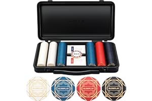SLOWPLAY Nash - Set di fiches da poker in ceramica per Texas Hold'em, 300 pezzi [chip vuoti], 39 mm e 10 g ciascuno, dispone di una custodia per chip di fascia alta con guscio in policarbonato tedesco