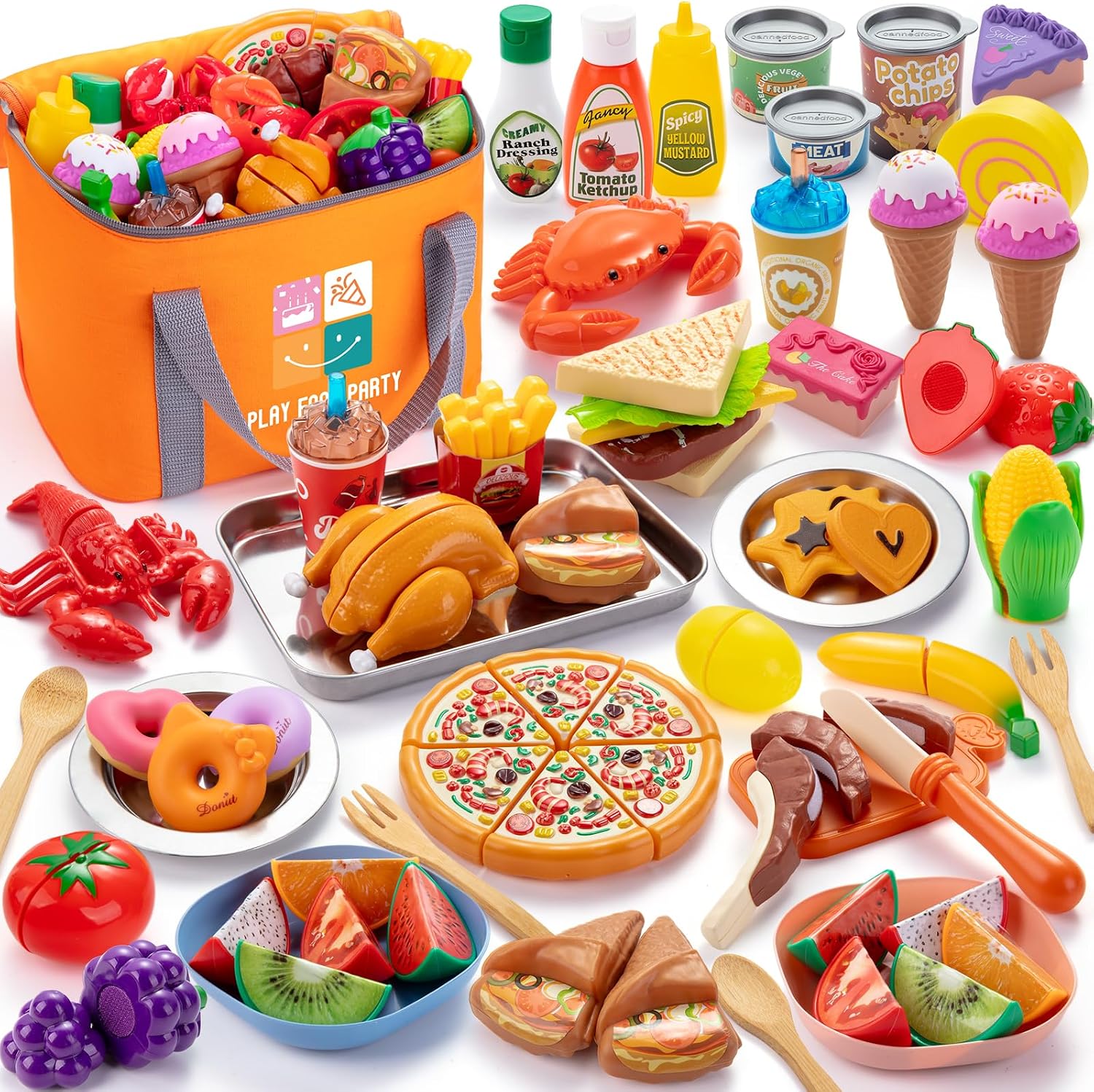 Juboury Cocina Juguete, Frutas y Verduras Juguete 56 Piezas Accesorios de Cocina Infantil, Juguetes Montessori 3 4 5 6 7 Años, Juegos Educativos y Regalo Niña Niños 3 a 7 Años