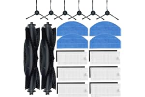 JINDEHUI Kit Accesorios de Recambio para HONITURE G20, G20 Pro, para Laresar Evol 3 Robots aspiradores, 2 Cepillo Principal, 6 Cepillos Laterales, 6 filtros Hepa 4 Almohadilla para la Mopa