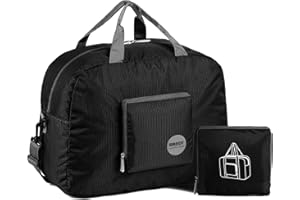 WANDF Cabin Bag 45x36x20 for Easyjet Airlines Underseat Travel Bag Holdall Bag Carry on Hand Luggage Weekend Bag for Women and Men (Black 20L with Should Strap)