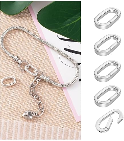 SUNNYCLUE 1 Doos 2 Stuks 925 Sterling Zilver Veerpoort Ring Ovale Veersluiting Armband Ketting Sluitingen Connector Kleine Klemmen Karabijnhaak Snap Clip Ringen voor Sieraden Maken DIY Ambachten