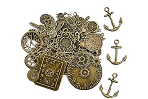 iTGOOS 43 Pieces Clock Pendant Charms Steampunk Gears Metal Watch Gear Charms Vintage Bronze Watch Gear Cog Wheel Steampunk Pendant Metal for Jewellery Crafts