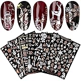 9 Blatt Nagelsticker Weihnachten Nagelaufkleber Selbstklebend Rose Gold Baum Schneeflocke Nail Art Sticker Dekoration Nagelde