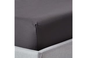 HOMESCAPES prześcieradło jednokolorowe, 100% egipska bawełna 1000 nici kolor ciemnoszary 160x200 cm