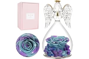 Miofula Preserved Real Rose Birthday Gifts for Women, Forever Roses in Glass Angel Gifts for Her, Eternal Rose Flowers Gift for Mum Women Girlfriend Wife on Christmas Anniversary Valentine's Day