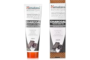 ‎HIMALAYA Himalaya Botanique Wybielanie Anti-Plaque Zębów Pasta z Węgiel Drzewny + Olej z Czarnych Nasion, 113 g