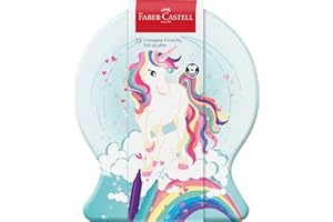 Faber-Castell 155544 - Zestaw pisaków z końcówką filcową Connector Unicorn, 33 elementy metalowa kula śnieżna, zmywalne, zestaw do kolorowania dla dzieci