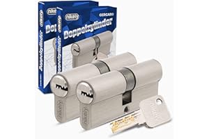 GERCAR Pro 2x Schließzylinder 45/45 gleichschließend Set 2 Profilzylinder inkl. 10 Schlüssel - 90 mm Türschloss Zylinderschloss 2er Zylinder - Länge: 90mm, A:45 B:45 - Messing matt massiv