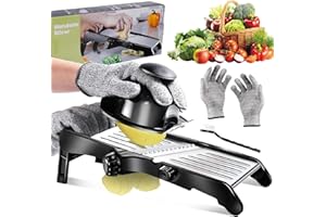 ZNM Mandoline Cuisine, Mandoline Professionnelle, Mandoline Japonaise Multifonctionnelle avec INOX à Lames Réglable, Coupe Legume Julienne pour Fruits Pomme de Terre Oignon Tomate