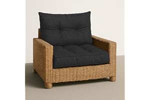 Amazinggirl Cojín Lounge Muebles Jardín - Cojín de Asiento 50x50 cm Respaldo Rattan Ideal para balcón terraza salón Exterior Confort Acolchado Grueso Duradero Grafito
