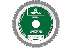 METAK - Lama per sega circolare multifunzione, 210 x 30 mm, in metallo duro, per legno, metallo, alluminio, acciaio, lama multi-materiale, da 210 mm, a 24 denti, anello di riduzione da 30 mm incluso