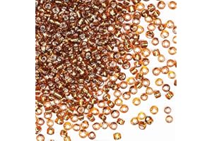 VOOMOLOVE Perline in vetro marrone 6/0, 110 grammi, circa 1600 pezzi, 4 mm, per realizzare orecchini, bracciali, ciondoli, gioielli per la vita, perline fai da te fatte a mano (nucleo argento marrone)