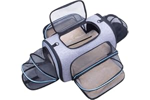 Siivton Pet Carrier Airline Approved, 4 Sides Expandable Cat Carrier Bag with Removable Fleece Pad, Large Soft Sided Pet Travel Carrier, Dog Carrier for Cats, Puppy and Small Dogs