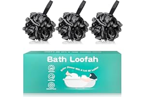 Amazerbst Lot de 3 éponges luffa pour homme et femme (Black Black Black)