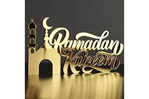 iwa concept | Islamic Wooden Table Decorations Made of Acrylic | Ramadan Kareem and Eid Mubarak Decoration | Islamic Muslim Gifts | Ramadan Eid Decoration | (, Gold)