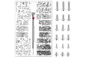 Xindojuz 500 st silver mikroglasögon skruvar reparationssats, 18 storlekar