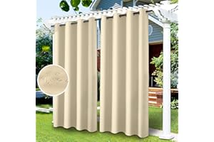 LiveGo Outdoor Vorh?nge Wasserdicht, Outdoor Verdunkelungsvorhang mit ?sen, Vorhang Blickdicht f¨¹r den Gartenlaube, Schiebet¨¹r, Pergola, Privatsph?re W?rmeisoliert (2 St¨¹ck/132 * 238cm, Beige)