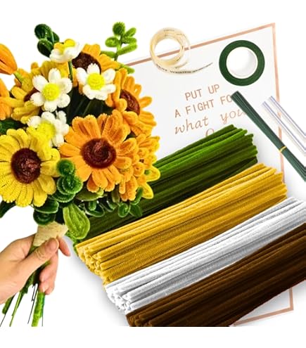 500 Pfeifenreiniger Blumen Set - DIY Bastelset Mit 8 Farben & Zubehör