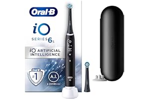 Oral-B iO 6S Svart Eltandborste, 2 Tandorsthuvuden, 1 Resefodral, Designed By Braun, Elektrisk Tandborste, Oral B