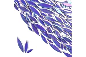 BTMIEY Carreaux de mosaïque en céramique de pétales de feuille pour travaux manuels, 500 g - Carreaux de mosaïque irréguliers pour loisirs créatifs, décoration murale (bleu marine irisé)