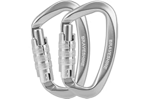 ‎BRAVESHINE BRAVESHINE Karabiner Karabinerhaken, 12KN Twist Lock Karabiner 80mm Aluminium Karabinerhaken groß mit Belastbarkeit bis 1200KG für Hängematte Sonnensegel Hundeleine Schaukel, 2 Stück