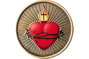RecoveryChip Sacred Heart Color Medallion with Cross and Flame Serenity Prayer Coin