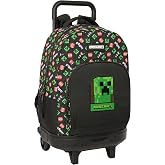 Minecraft &ndash; Large Backpack with Wheels, Compact, Removable, Ideal for Children of Different Ages, Comfortable and Versatile,